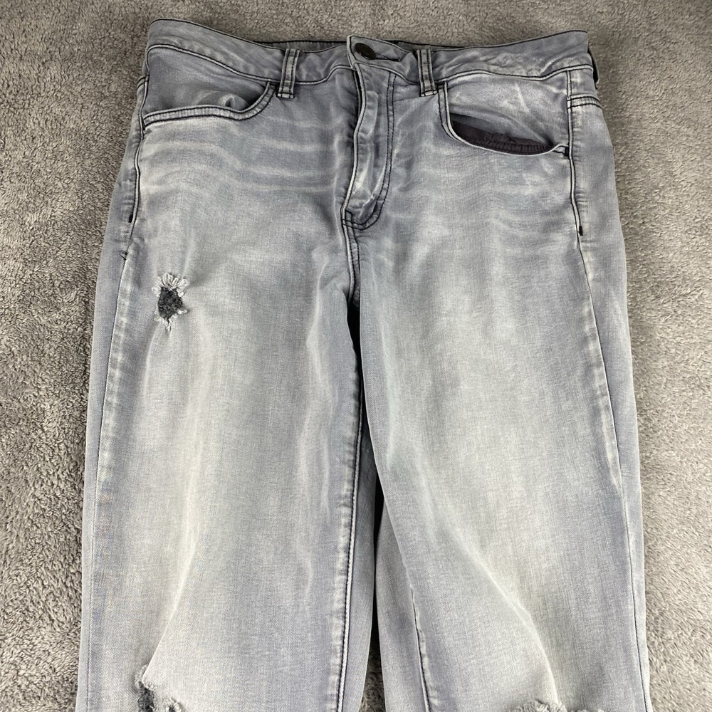 American Eagle Super Stretch Hi-Rise Jegging Pants Womens 12 R‎ Gray Distressed - Picture 14 of 15